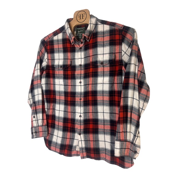 Woolrich Mens Plaid Long Sleeve Flannel Shirt Red/Blue/White Button Down XL - Picture 3 of 4
